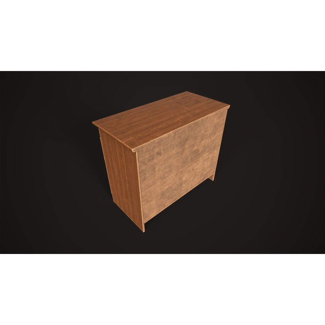 Furniture Set 3D Model – Low Poly Wardrobe, Cabinet, Commode, Bookcase - View 15