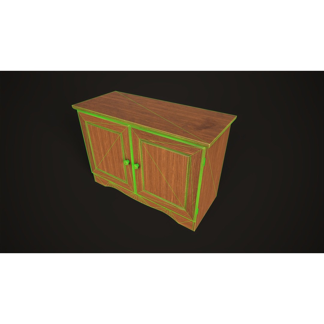 Furniture Set 3D Model – Low Poly Wardrobe, Cabinet, Commode, Bookcase - View 17