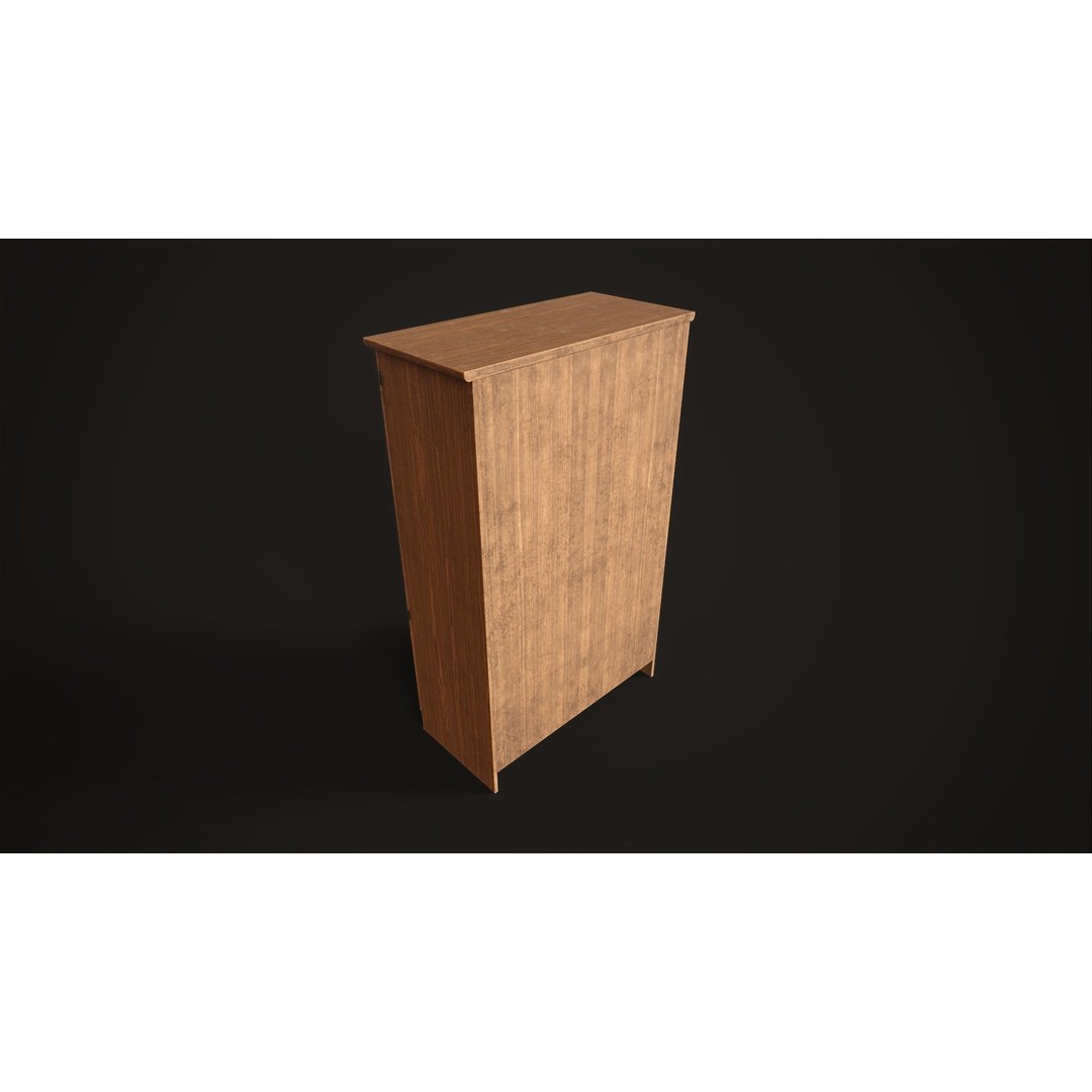 Furniture Set 3D Model – Low Poly Wardrobe, Cabinet, Commode, Bookcase - View 20