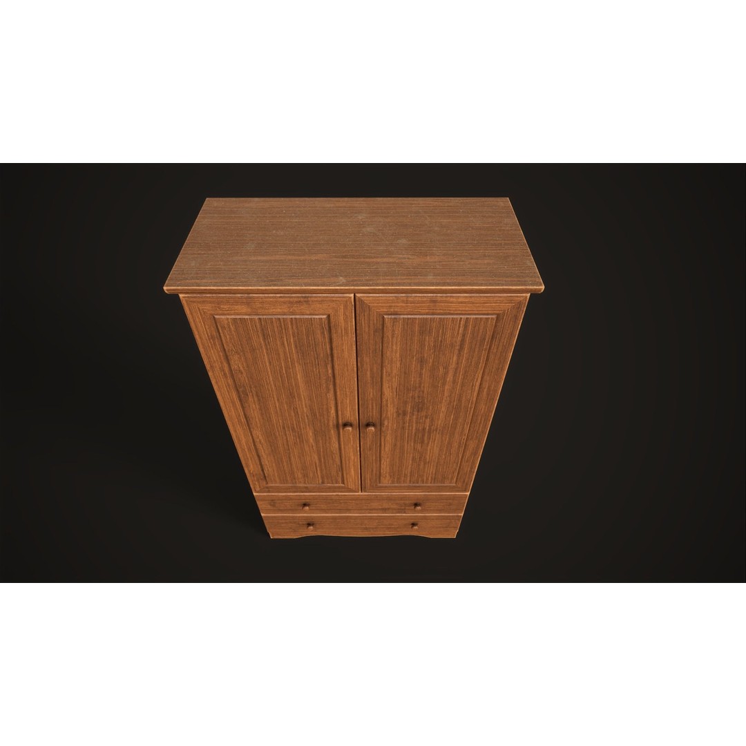 Furniture Set 3D Model – Low Poly Wardrobe, Cabinet, Commode, Bookcase - View 21