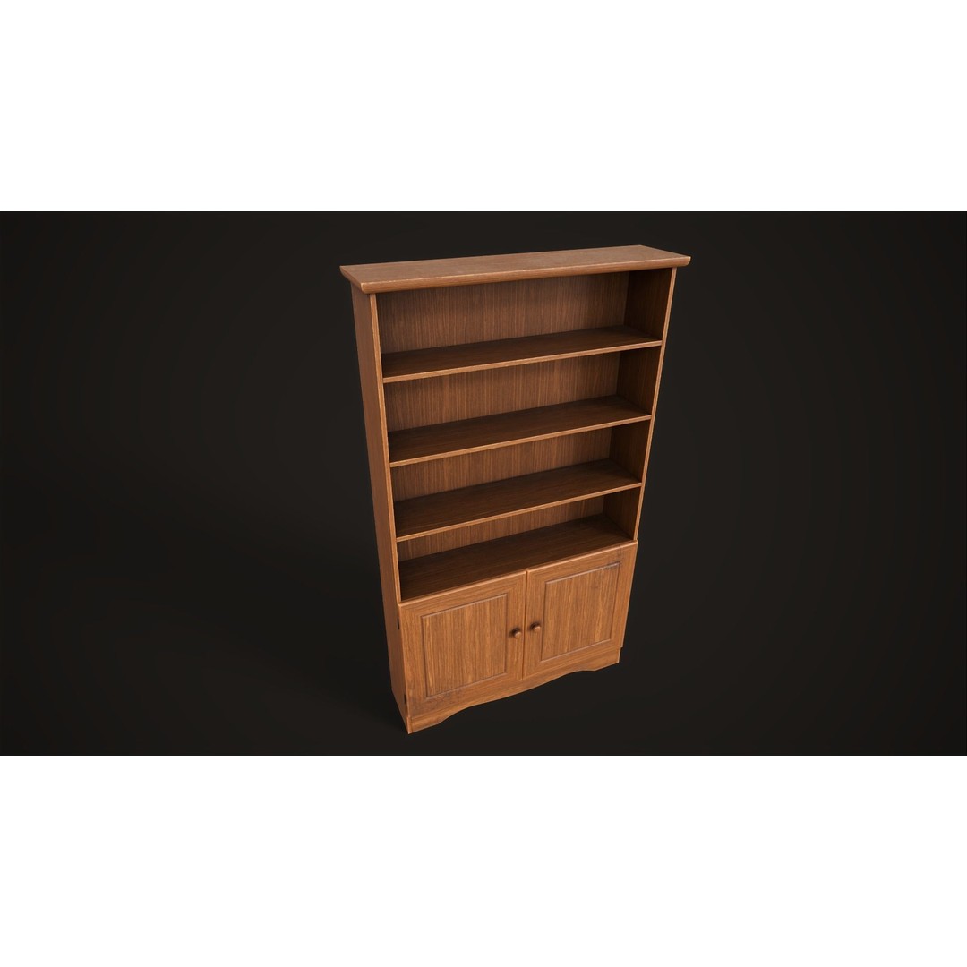 Furniture Set 3D Model – Low Poly Wardrobe, Cabinet, Commode, Bookcase - View 22