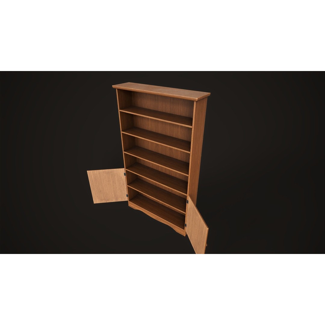 Furniture Set 3D Model – Low Poly Wardrobe, Cabinet, Commode, Bookcase - View 23