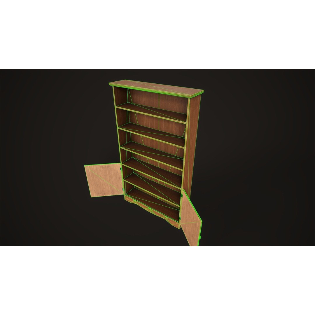 Furniture Set 3D Model – Low Poly Wardrobe, Cabinet, Commode, Bookcase - View 24