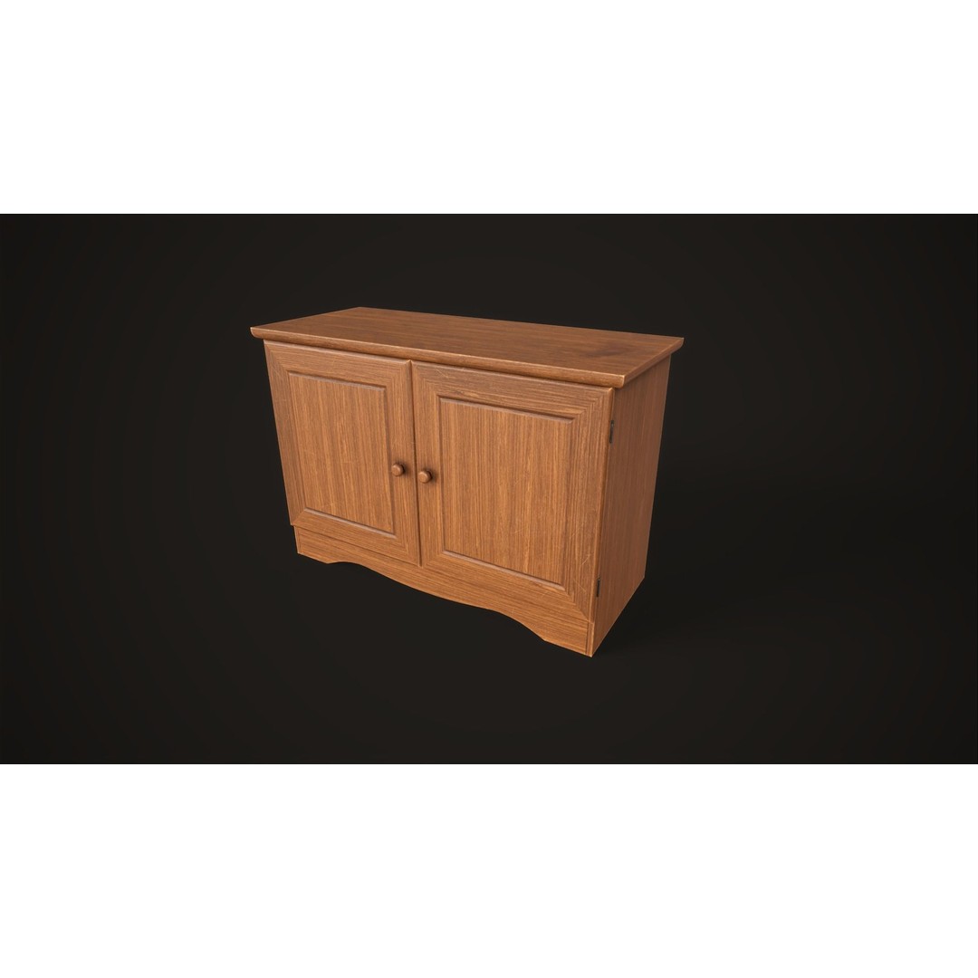 Furniture Set 3D Model – Low Poly Wardrobe, Cabinet, Commode, Bookcase - View 4