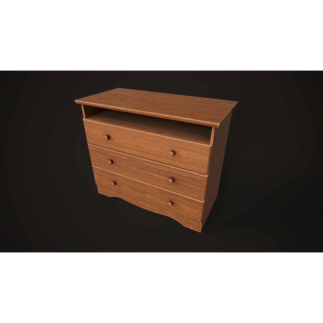 Furniture Set 3D Model – Low Poly Wardrobe, Cabinet, Commode, Bookcase - View 5