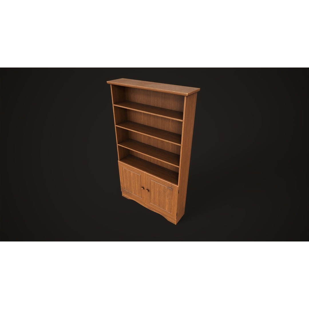 Furniture Set 3D Model – Low Poly Wardrobe, Cabinet, Commode, Bookcase - View 6