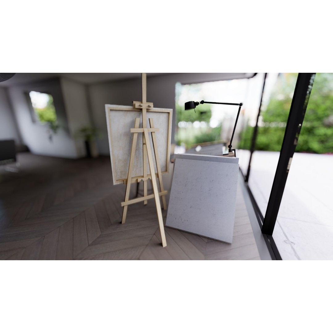 Drafting Table 3D Model – Low Poly Furniture Asset, FBX, OBJ - View 10