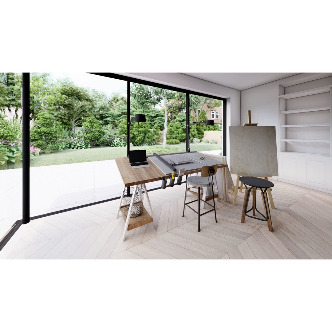 Drafting Table 3D Model – Low Poly Furniture Asset, FBX, OBJ - View 13