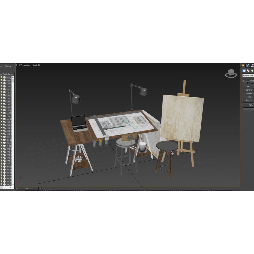 Drafting Table 3D Model – Low Poly Furniture Asset, FBX, OBJ - View 17