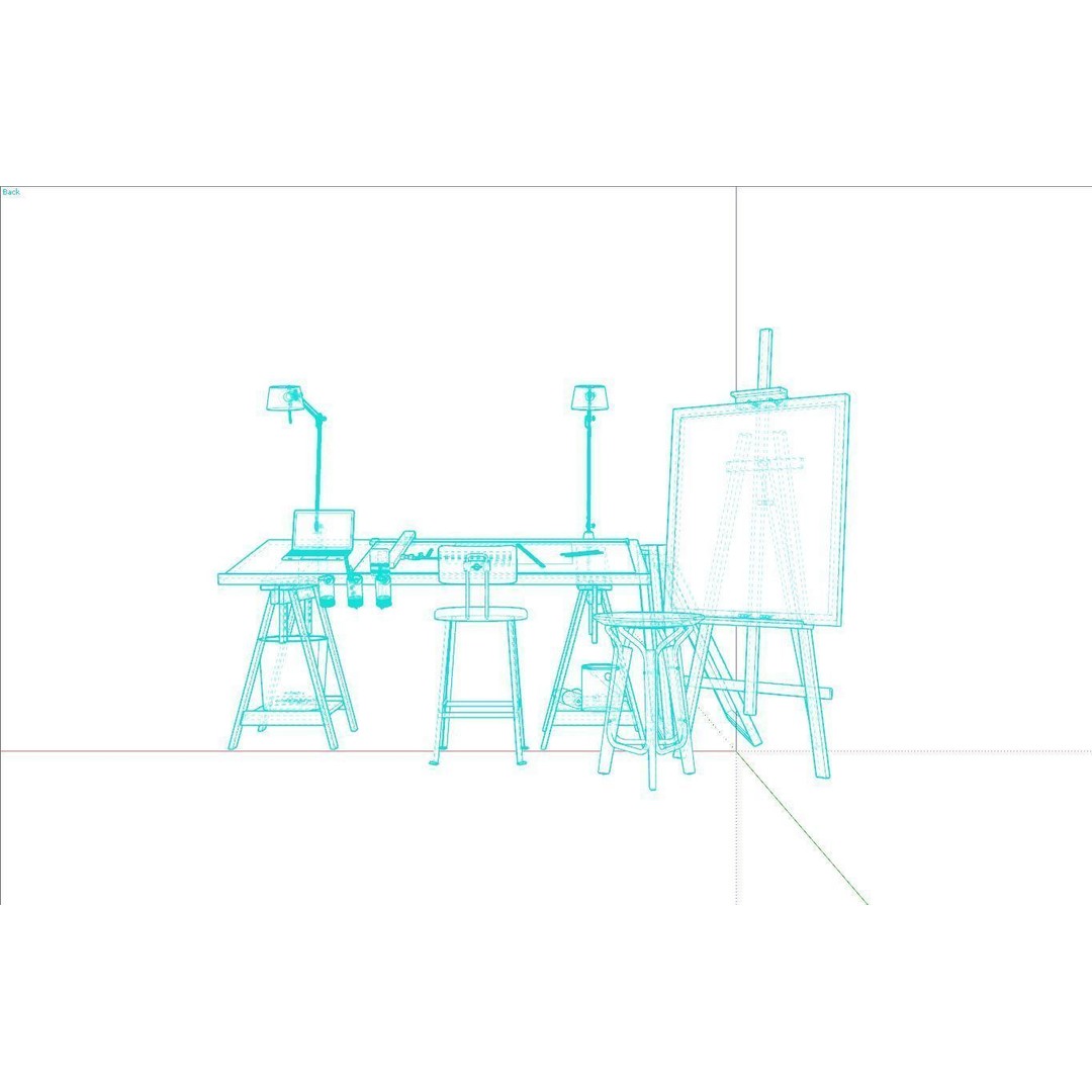 Drafting Table 3D Model – Low Poly Furniture Asset, FBX, OBJ - View 20