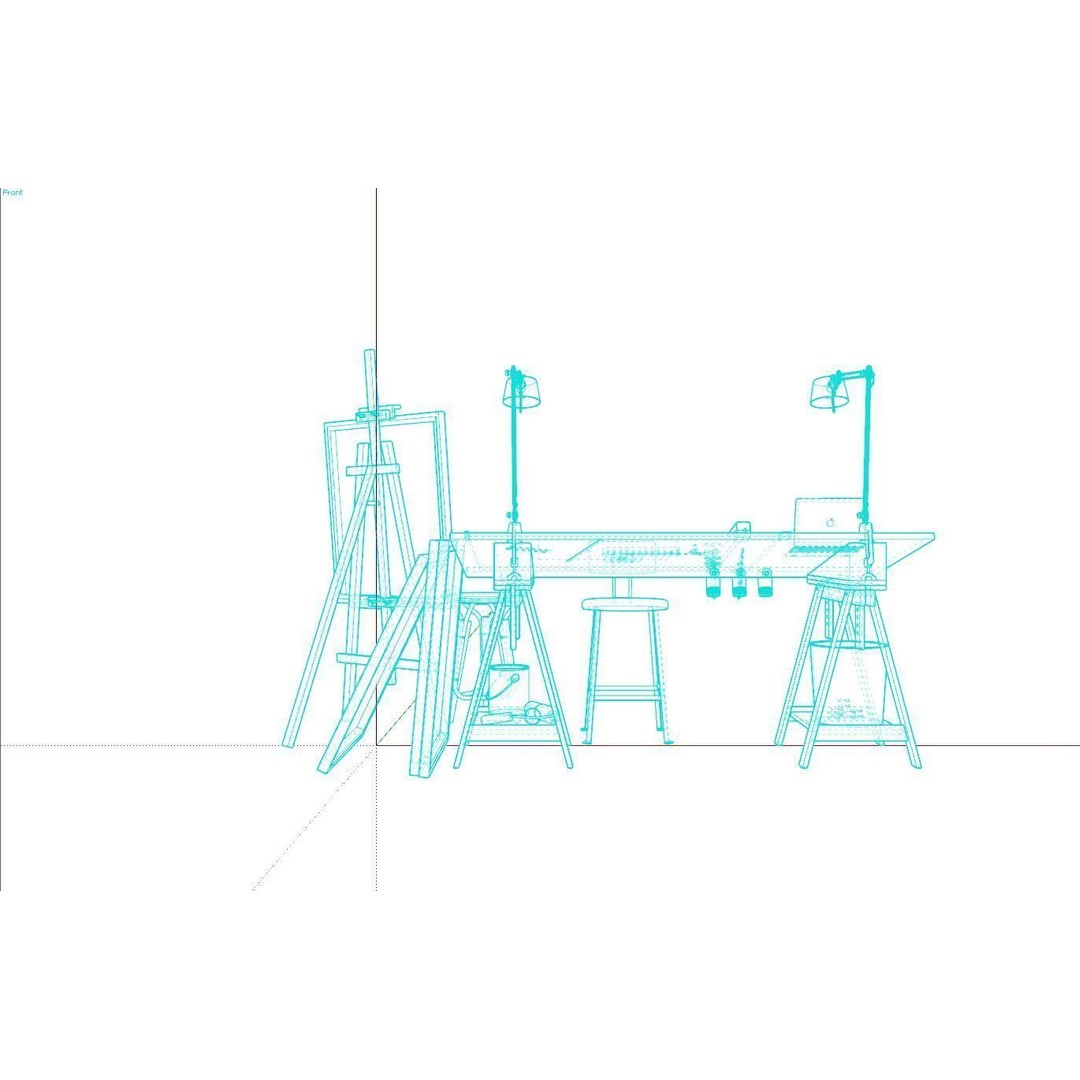 Drafting Table 3D Model – Low Poly Furniture Asset, FBX, OBJ - View 23