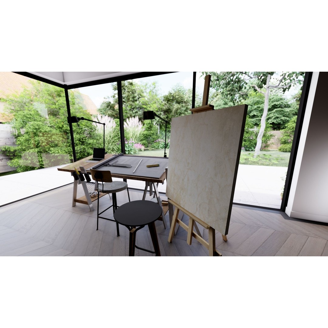 Drafting Table 3D Model – Low Poly Furniture Asset, FBX, OBJ - View 8