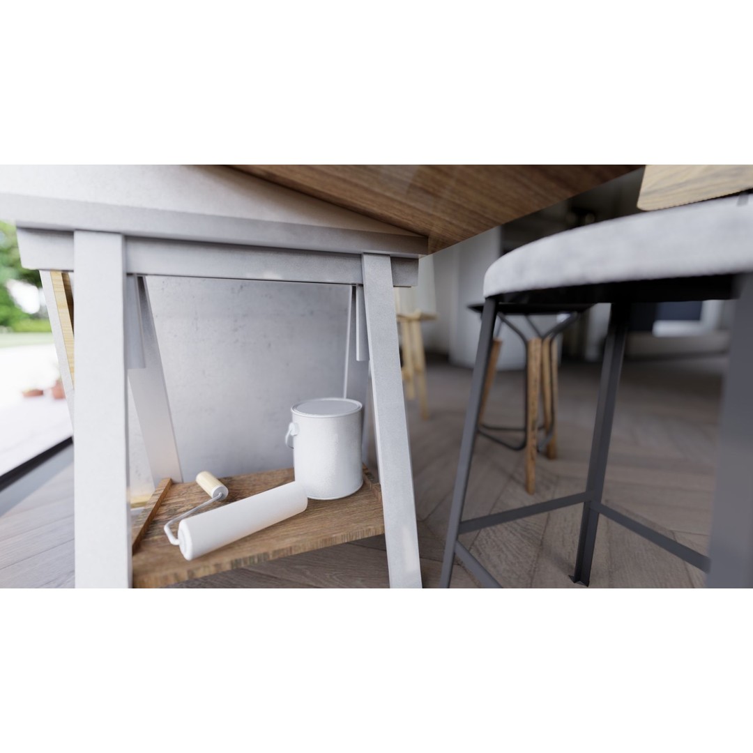 Drafting Table 3D Model – Low Poly Furniture Asset, FBX, OBJ - View 9