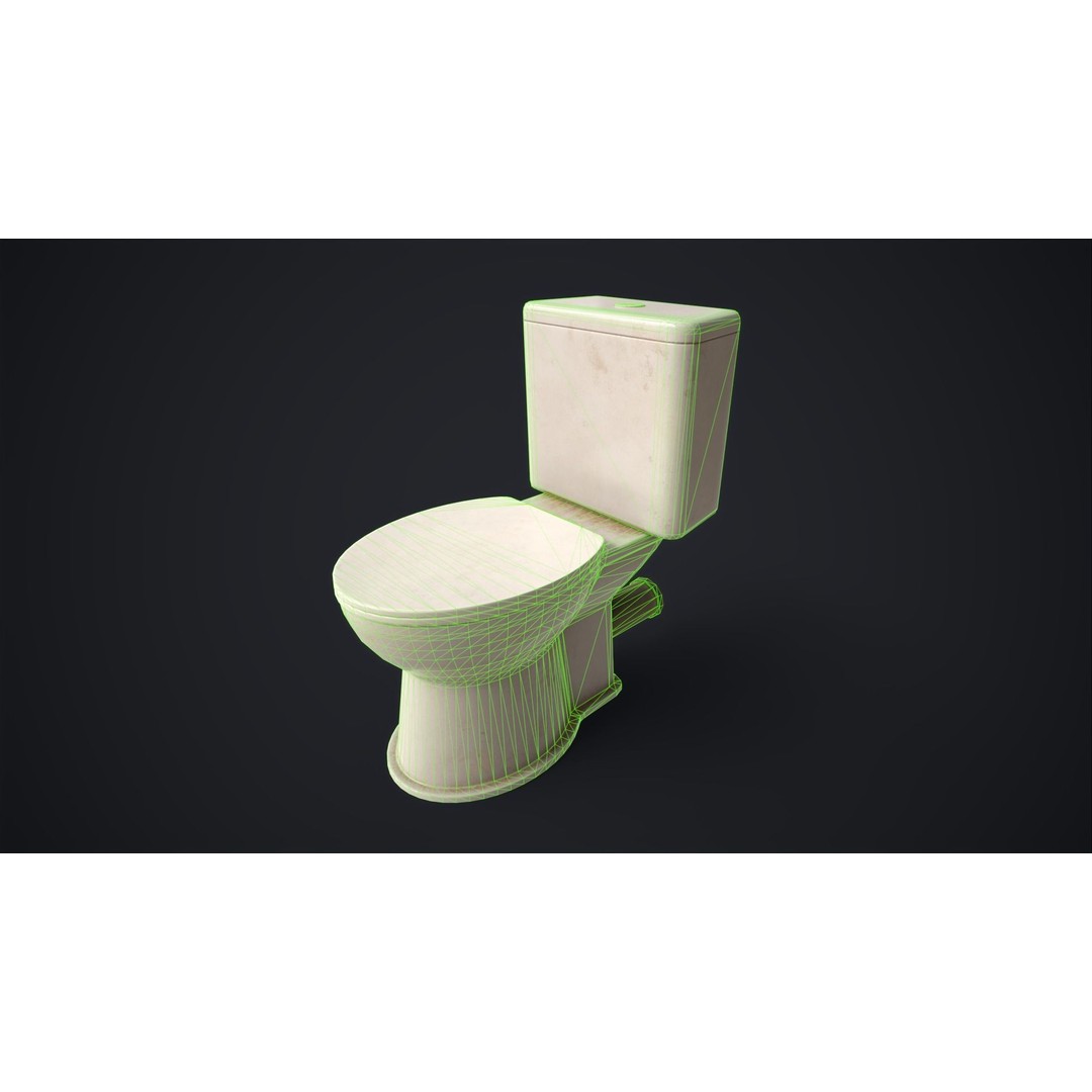 Toilet Bowl 3D Model – Low Poly PBR Bathroom Asset, FBX, OBJ - View 14