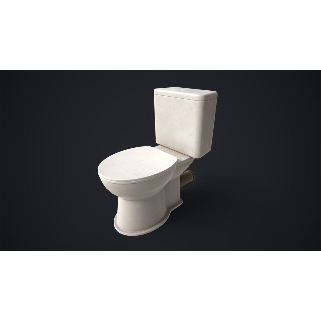 Toilet Bowl 3D Model – Low Poly PBR Bathroom Asset, FBX, OBJ - View 15