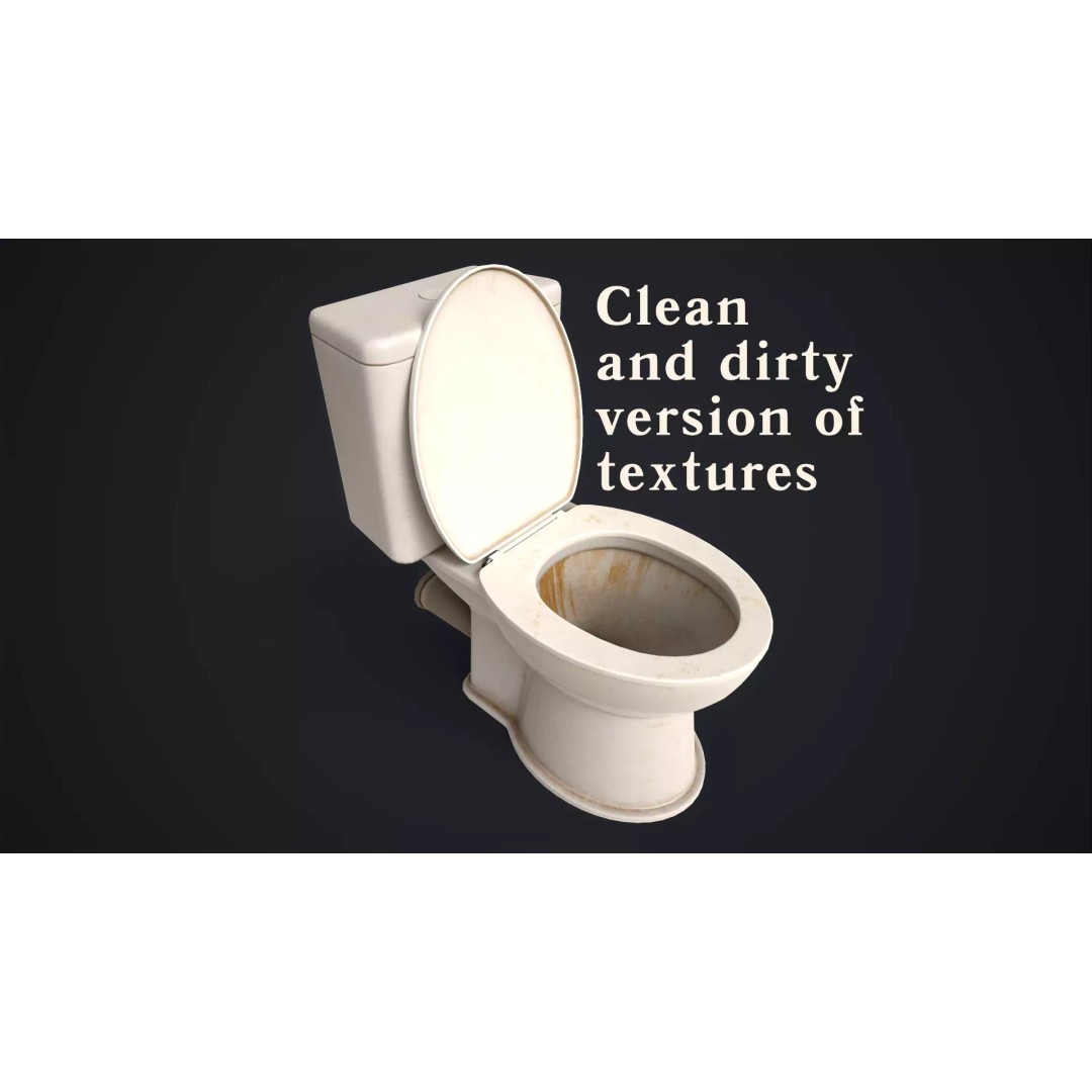 Toilet Bowl 3D Model – Low Poly PBR Bathroom Asset, FBX, OBJ - View 2