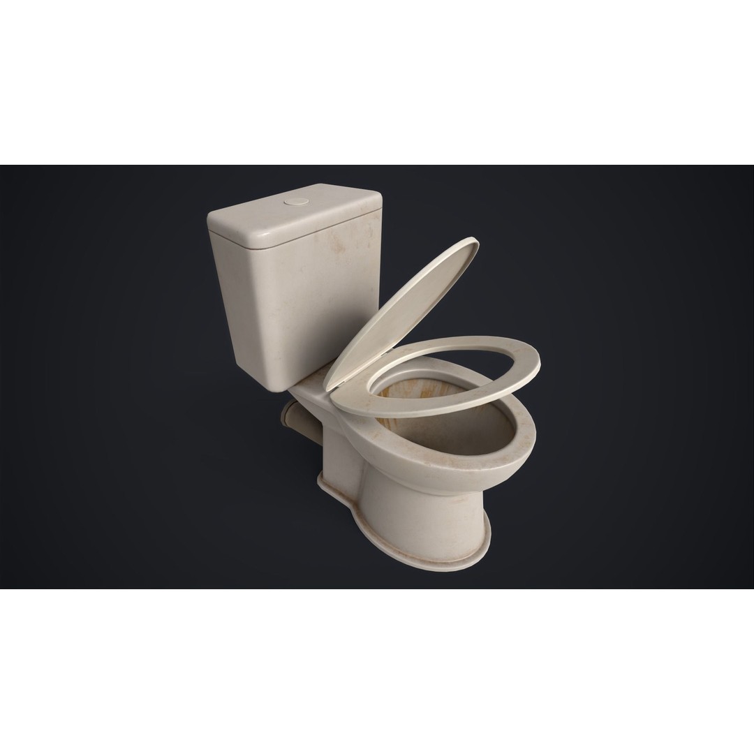 Toilet Bowl 3D Model – Low Poly PBR Bathroom Asset, FBX, OBJ - View 3