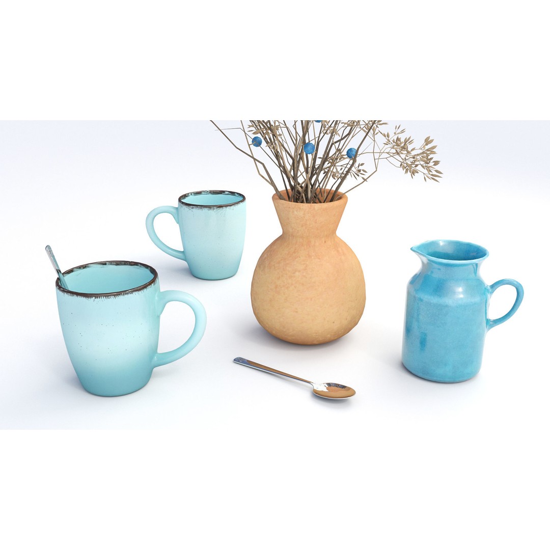 Garden Breakfast 3D Model – Low Poly Outdoor Furniture Set, FBX, OBJ - View 12