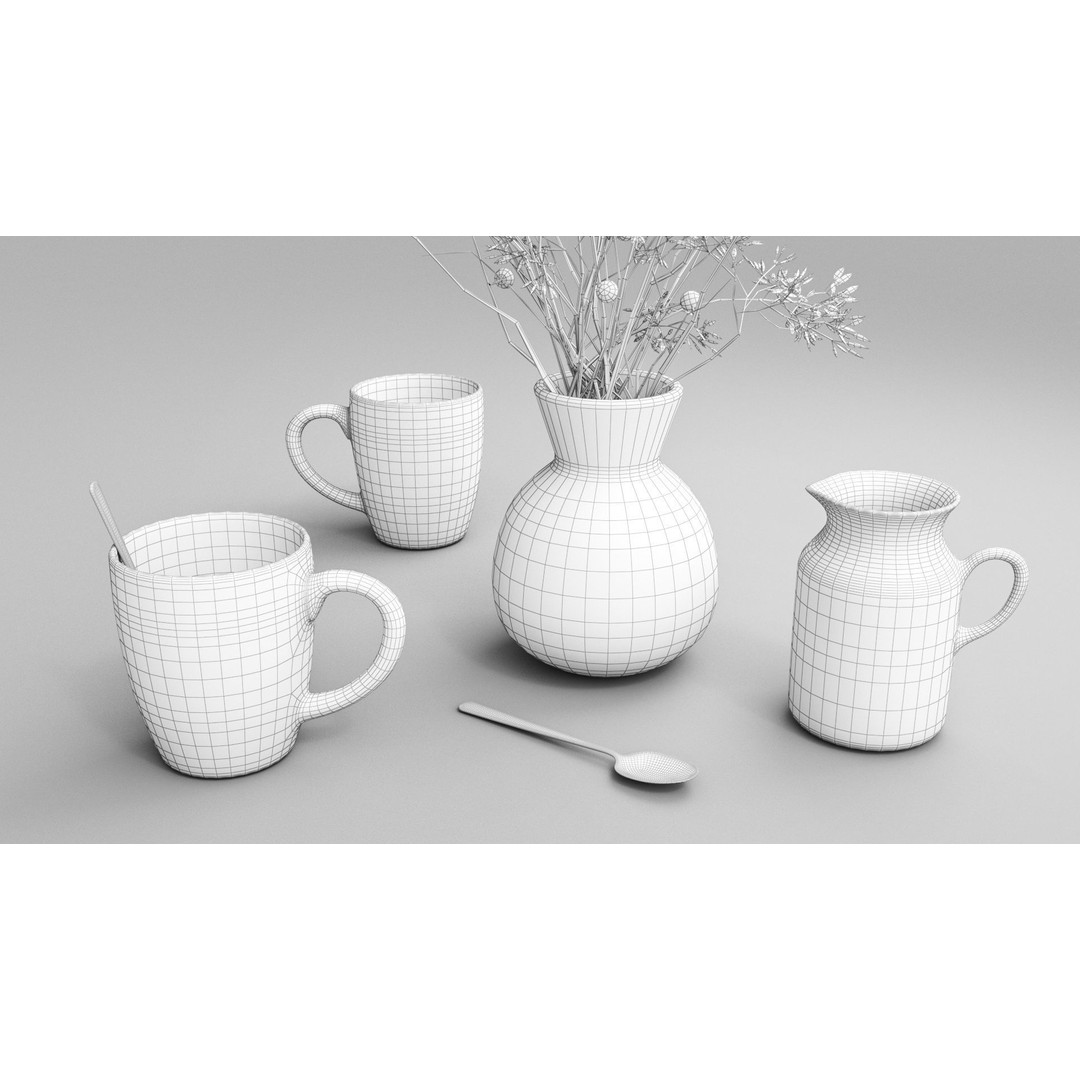 Garden Breakfast 3D Model – Low Poly Outdoor Furniture Set, FBX, OBJ - View 13