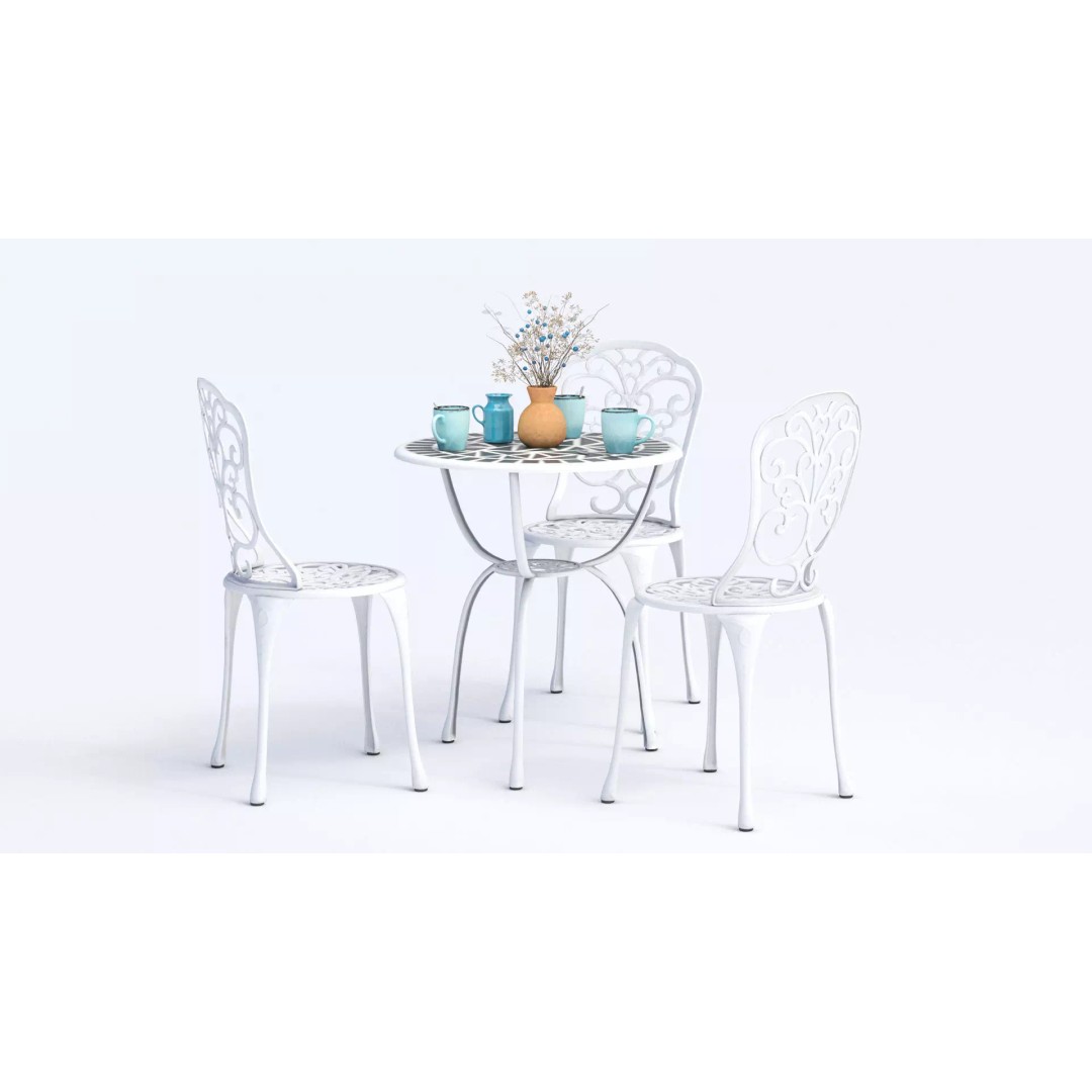 Garden Breakfast 3D Model – Low Poly Outdoor Furniture Set, FBX, OBJ - View 2