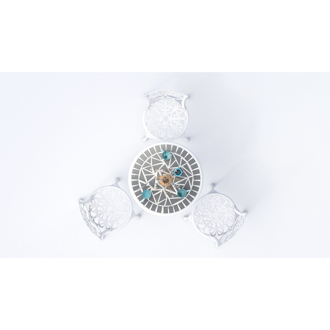 Garden Breakfast 3D Model – Low Poly Outdoor Furniture Set, FBX, OBJ - View 4