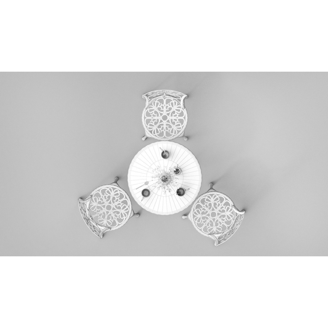 Garden Breakfast 3D Model – Low Poly Outdoor Furniture Set, FBX, OBJ - View 5