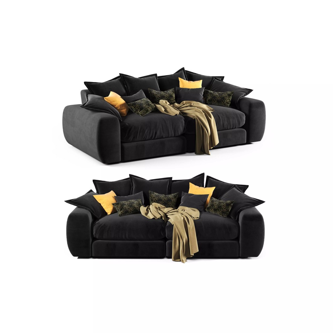 Wodge2 Sofa 3D Model – Modern Furniture Asset with Textures - View 2