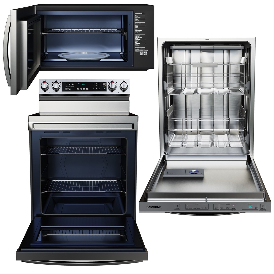 Samsung Appliances Collection 3D Model – Kitchenware Bundle, FBX, OBJ - View 7