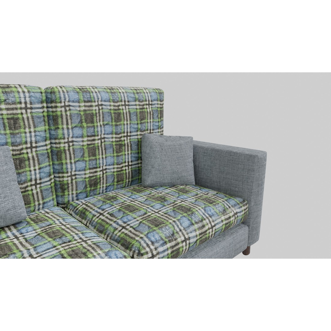 Realistic Sofa 3D Model – Modern Fabric Furniture, PBR Textures - View 10