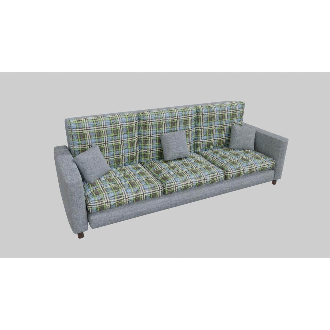 Realistic Sofa 3D Model – Modern Fabric Furniture, PBR Textures - View 11
