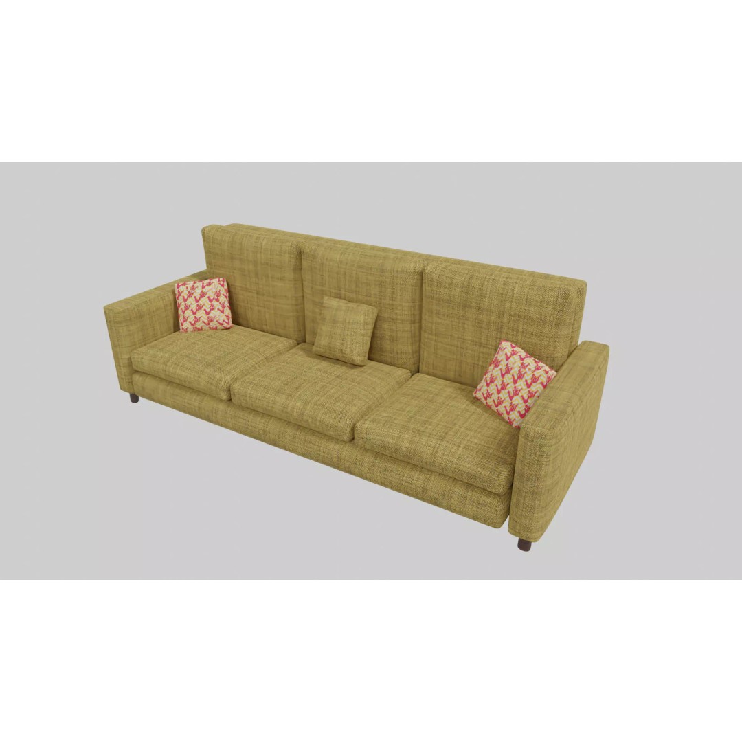 Realistic Sofa 3D Model – Modern Fabric Furniture, PBR Textures - View 2