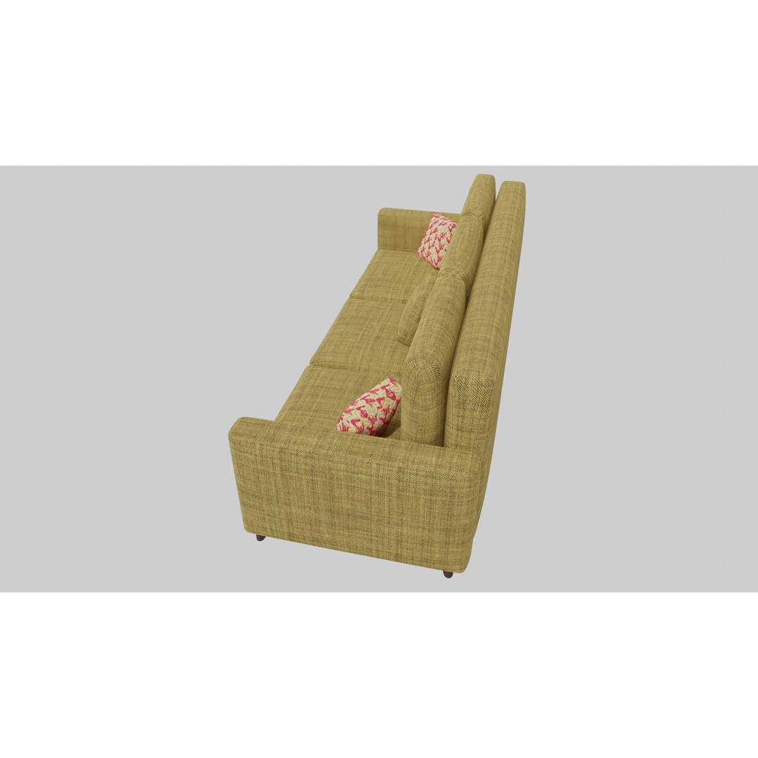 Realistic Sofa 3D Model – Modern Fabric Furniture, PBR Textures - View 5