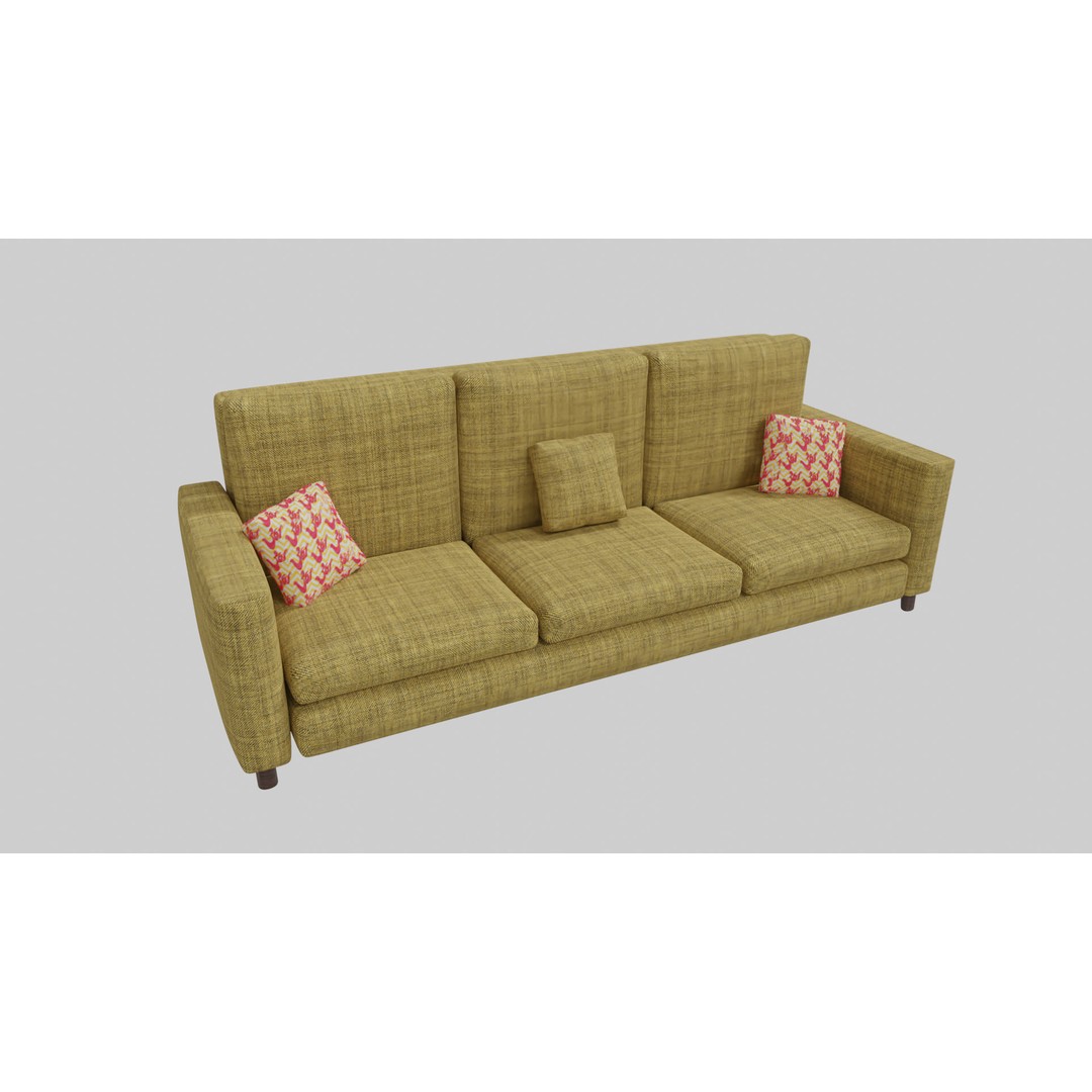 Realistic Sofa 3D Model – Modern Fabric Furniture, PBR Textures - View 6