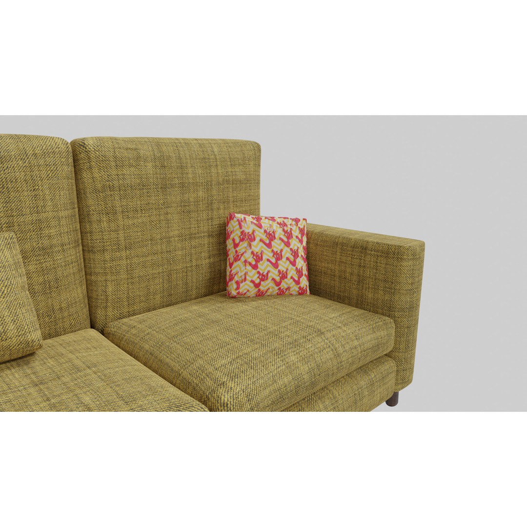 Realistic Sofa 3D Model – Modern Fabric Furniture, PBR Textures - View 7