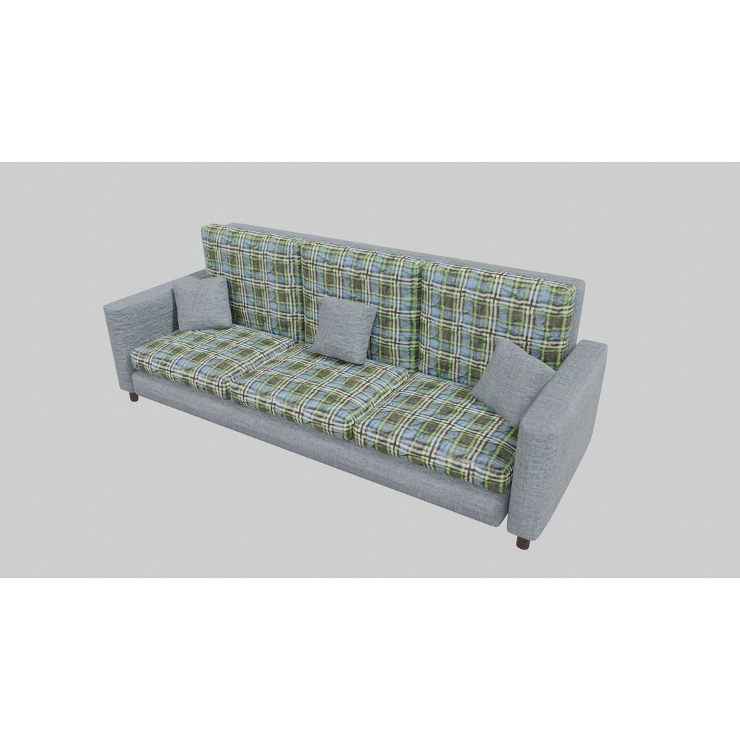 Realistic Sofa 3D Model – Modern Fabric Furniture, PBR Textures - View 8