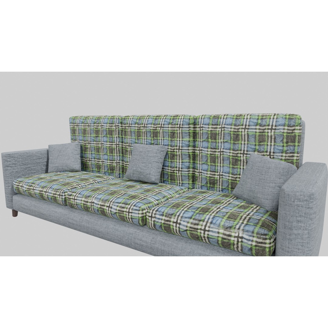 Realistic Sofa 3D Model – Modern Fabric Furniture, PBR Textures - View 9