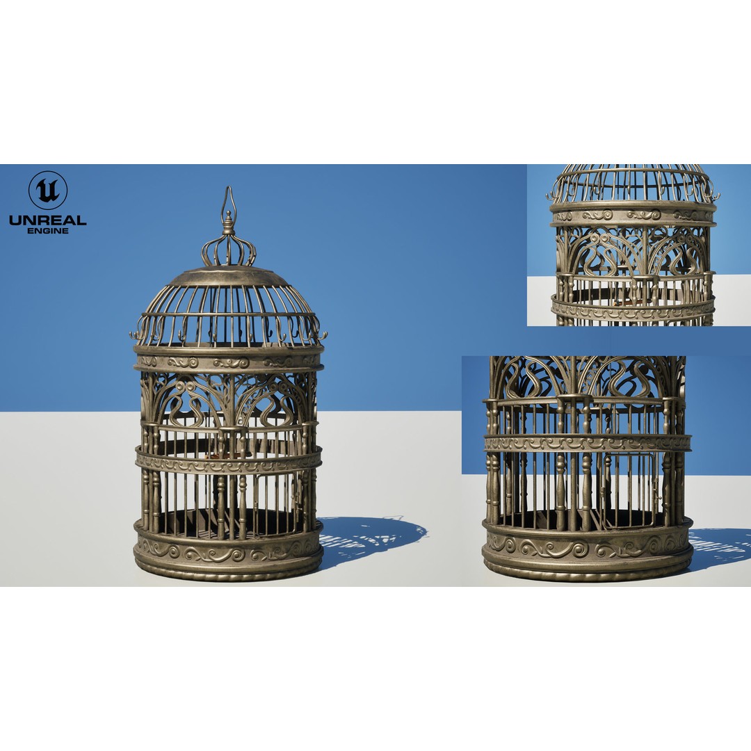 Victorian Birdcage 3D Model – Low Poly Game-Ready Asset, FBX - View 14