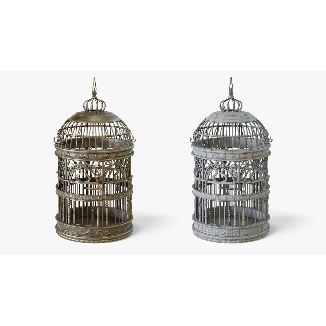 Victorian Birdcage 3D Model – Low Poly Game-Ready Asset, FBX - View 2