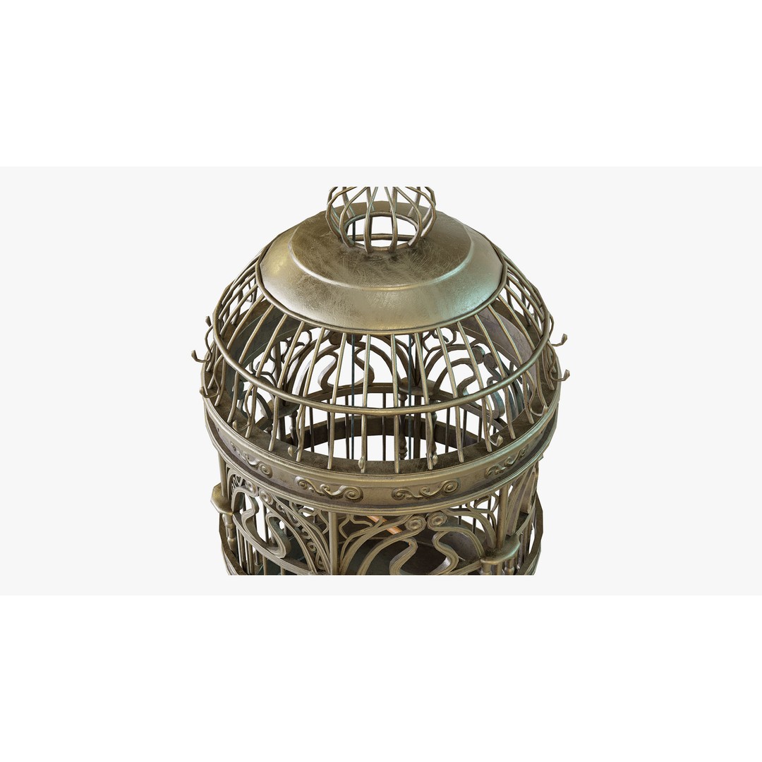 Victorian Birdcage 3D Model – Low Poly Game-Ready Asset, FBX - View 4