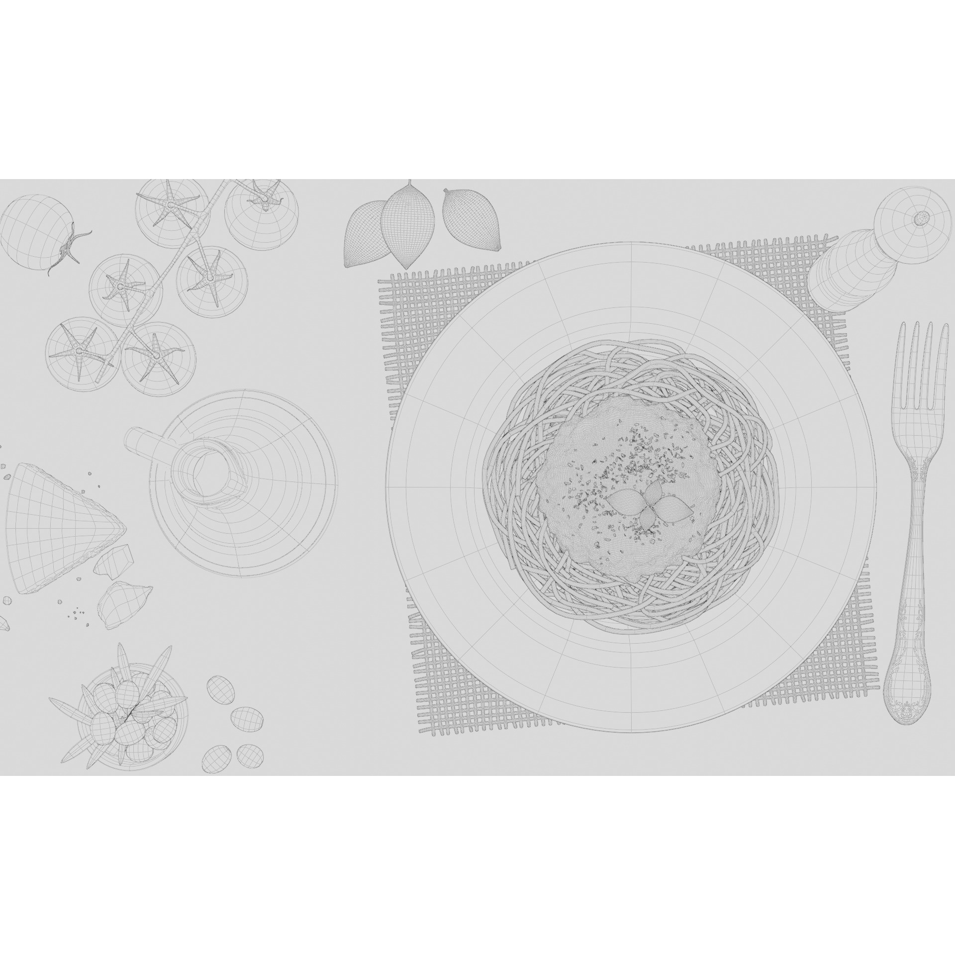 Pasta Plate Scene - Game-Ready 3D Model - View 12