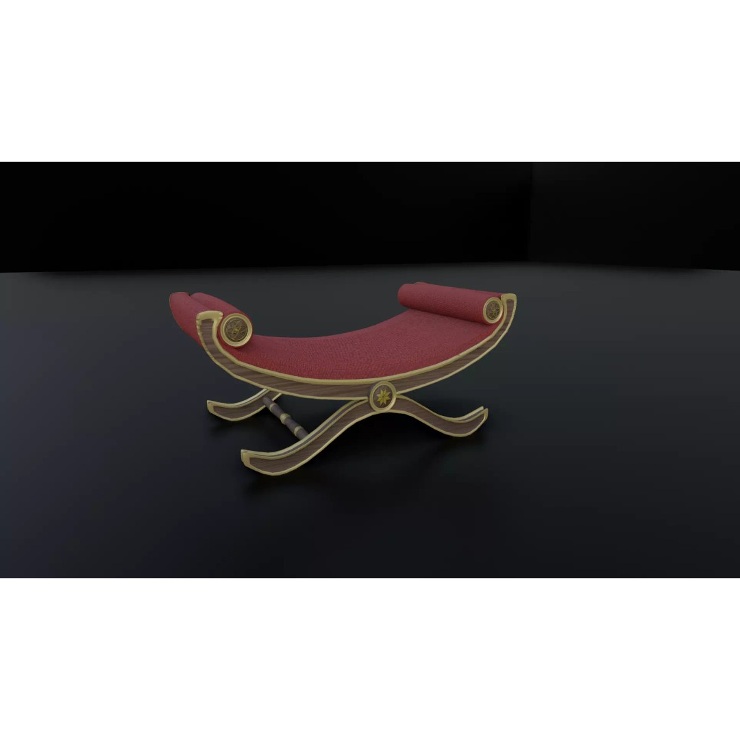 Window Seat 3D Model – Low Poly Furniture Asset, FBX & OBJ - View 2