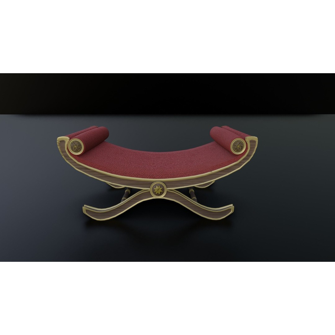 Window Seat 3D Model – Low Poly Furniture Asset, FBX & OBJ - View 3