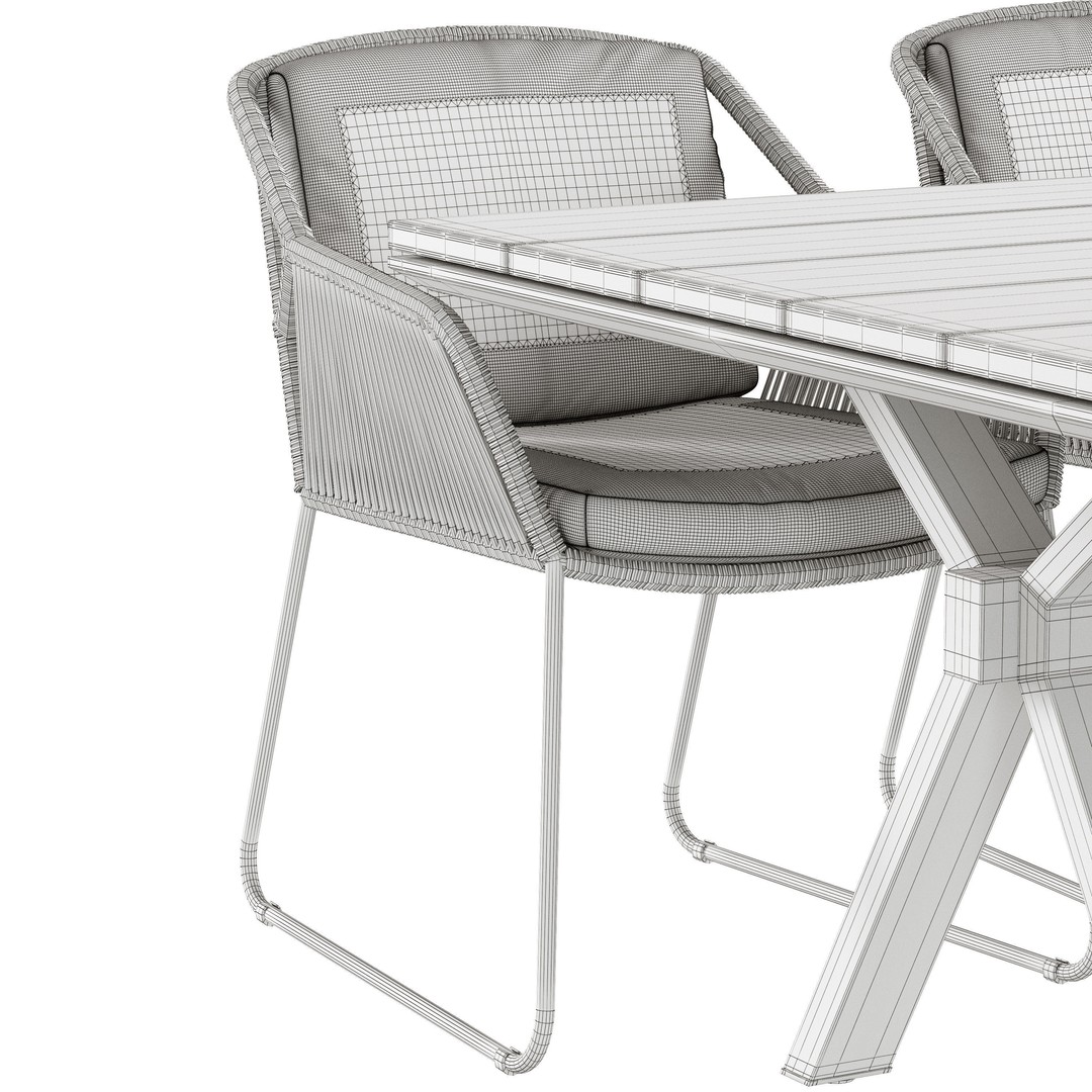 4so Dining Set 3D Model – Outdoor Furniture, PBR Textures, FBX