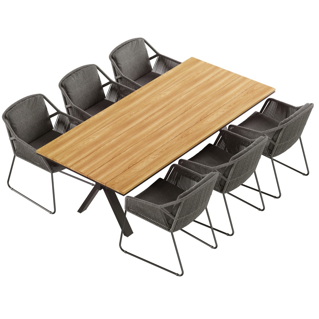 4so Dining Set 3D Model – Outdoor Furniture, PBR Textures, FBX - View 4