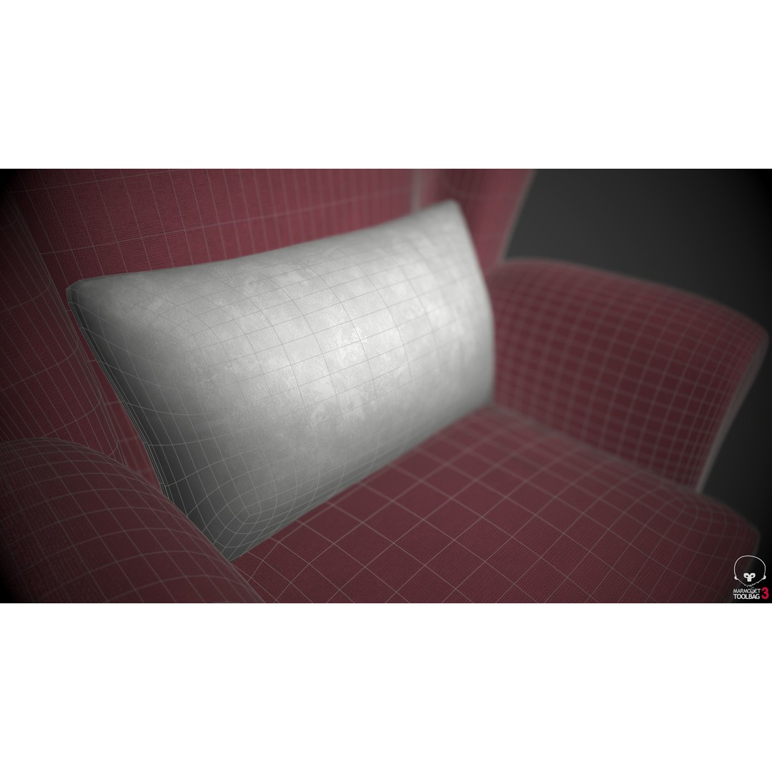 Wingback Chair 3D Model – Low Poly PBR Armchair for Interior Design