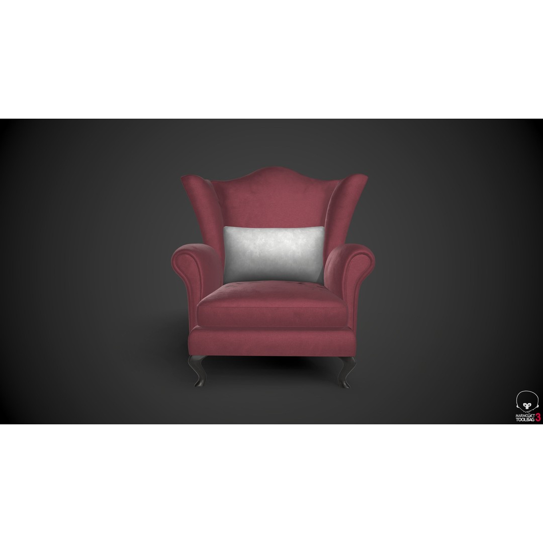 Wingback Chair 3D Model – Low Poly PBR Armchair for Interior Design - View 5