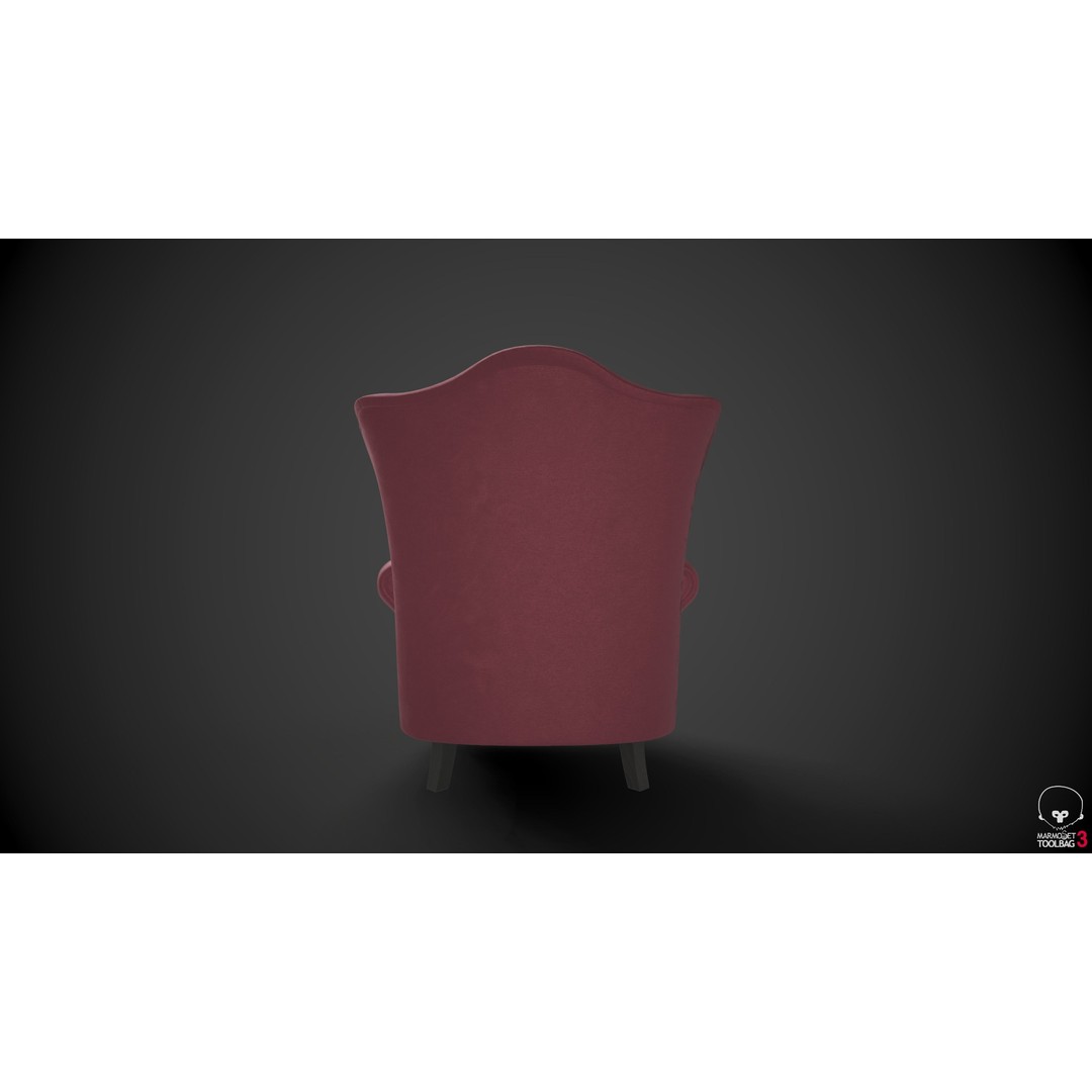 Wingback Chair 3D Model – Low Poly PBR Armchair for Interior Design - View 7