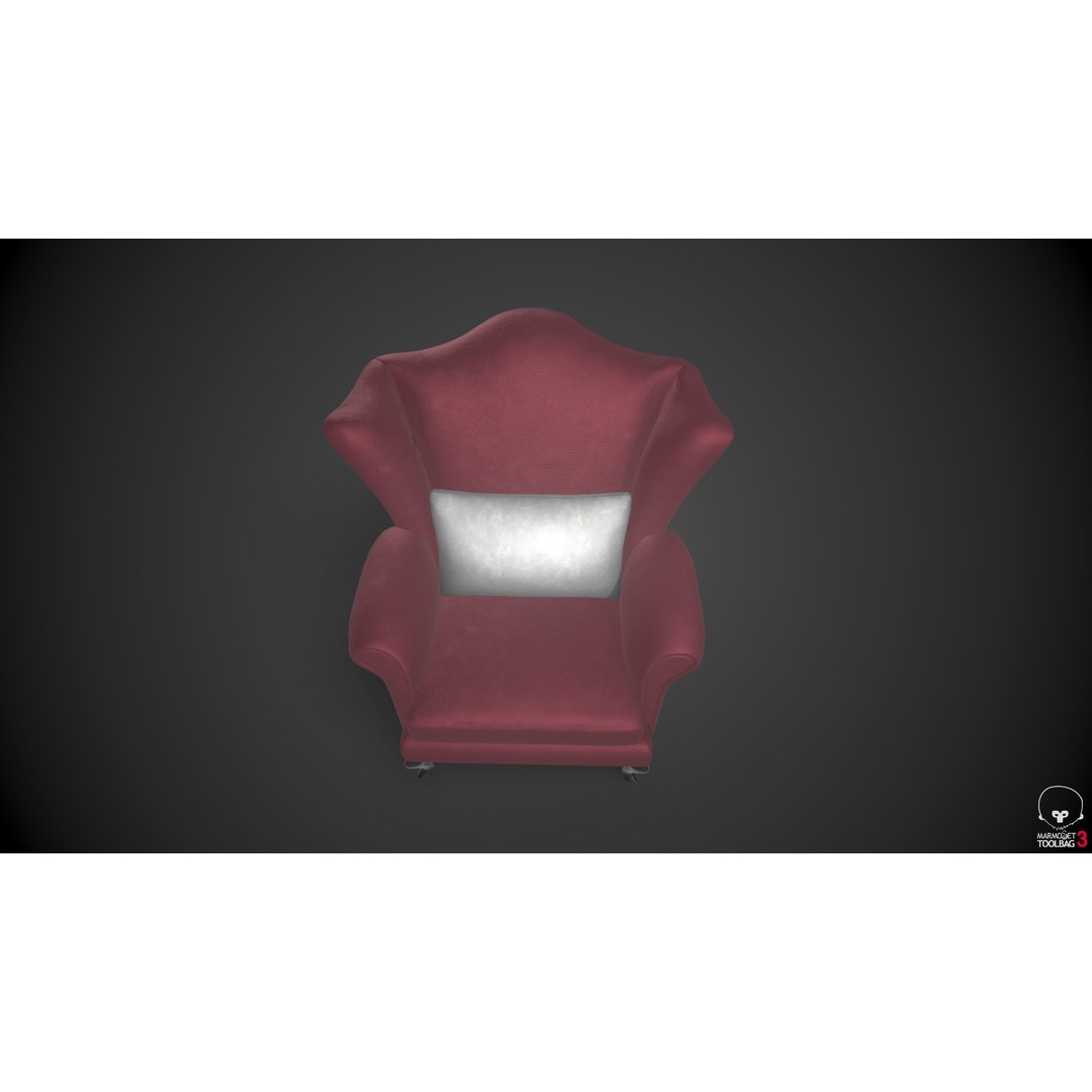 Wingback Chair 3D Model – Low Poly PBR Armchair for Interior Design - View 9