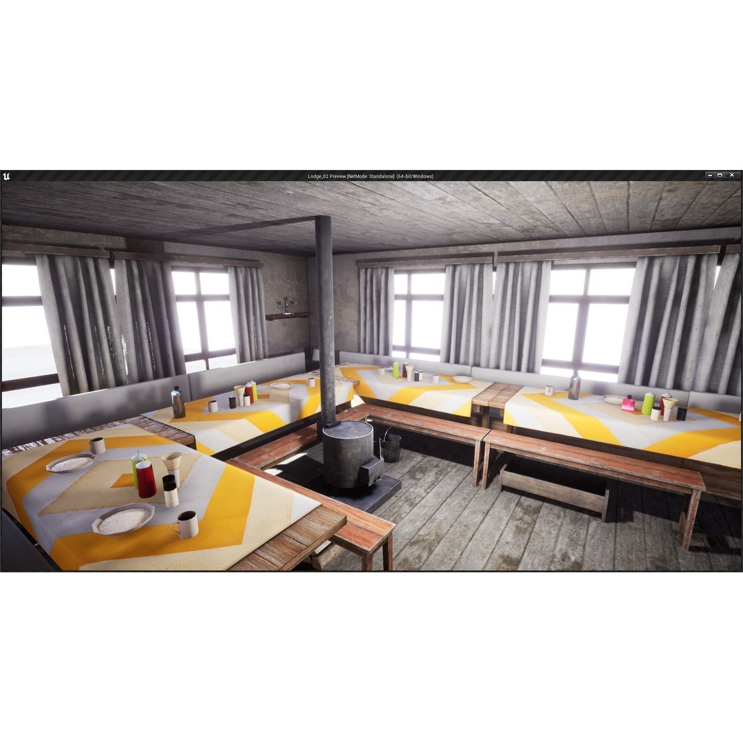 Mountain Lodge 3D Model – Low Poly Himalayan Style with PBR Textures - View 12