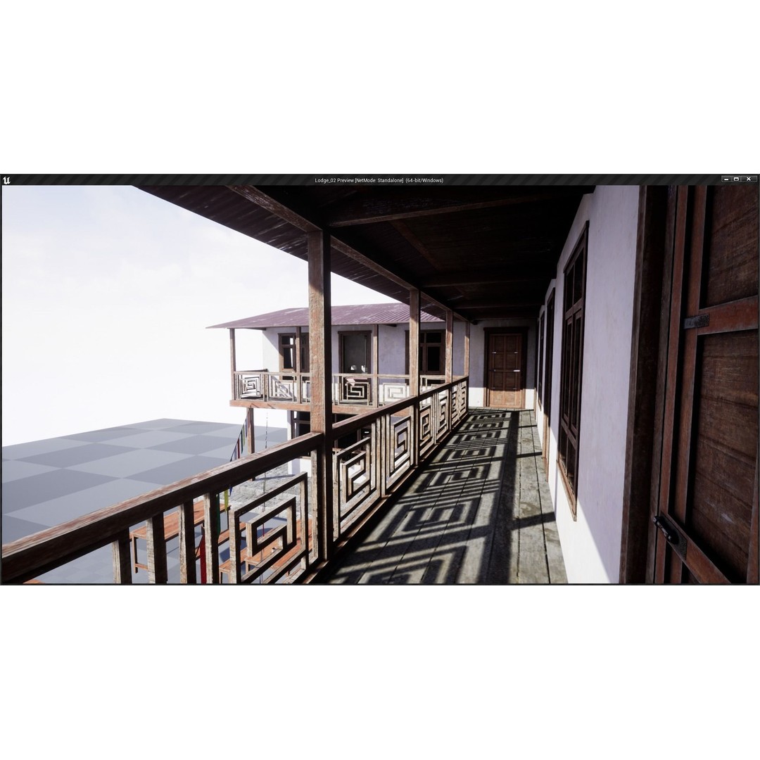 Mountain Lodge 3D Model – Low Poly Himalayan Style with PBR Textures - View 13
